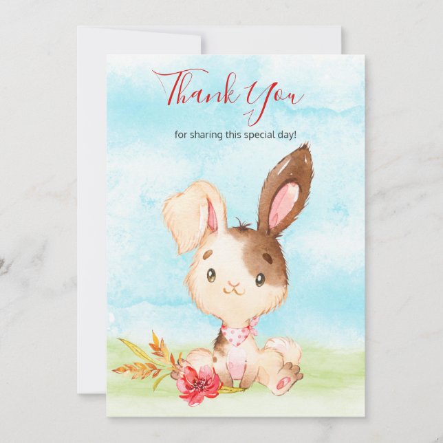 Watercolor Bunny Farm Tack Kort (Framsida)