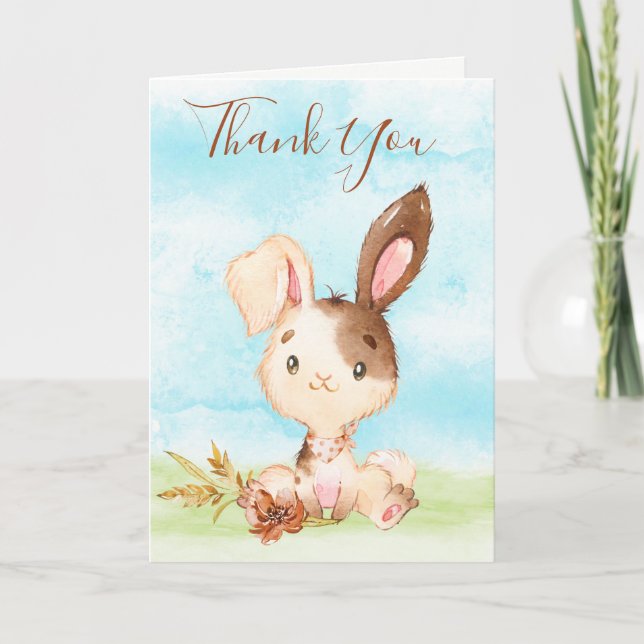 Watercolor Bunny Farm Tack Kort (Framsida)