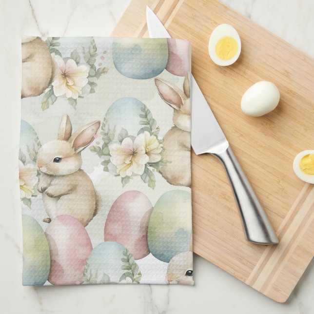 Watercolor Bunny Garden Kökshandduk (Vikt i Fjärdedel)