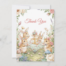 Watercolor Bunny Garden Tea Party Thank You Card Tack Kort
