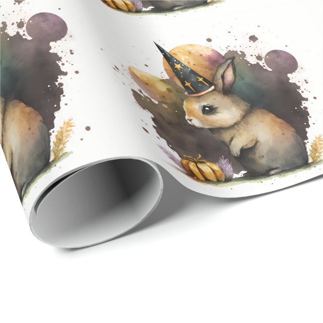 Watercolor Bunny Halloween Presentpapper (Rullad Hörn)