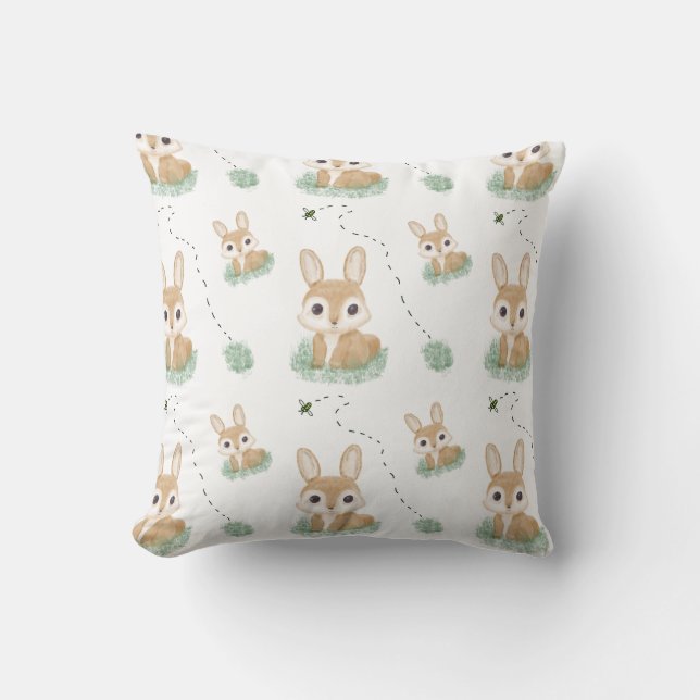 Watercolor Bunny hand plockade Kudde (Framsida)