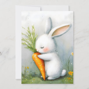 Watercolor Bunny Lycklig Harvest Julkort