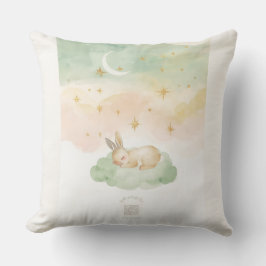 Watercolor Bunny Nursery Pillow | Pastel Mint Kudde
