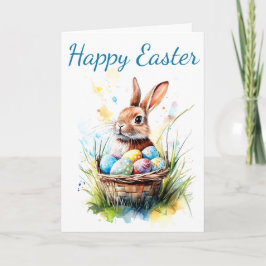 Watercolor Bunny & Påsk Basket Kort