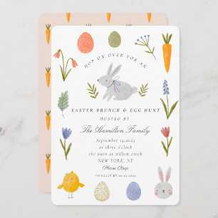 Watercolor Bunny Påsk Brunch & Egg Hunt Inbjudningar