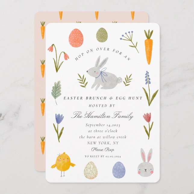 Watercolor Bunny Påsk Brunch & Egg Hunt Inbjudningar (Skapare uppladdad)
