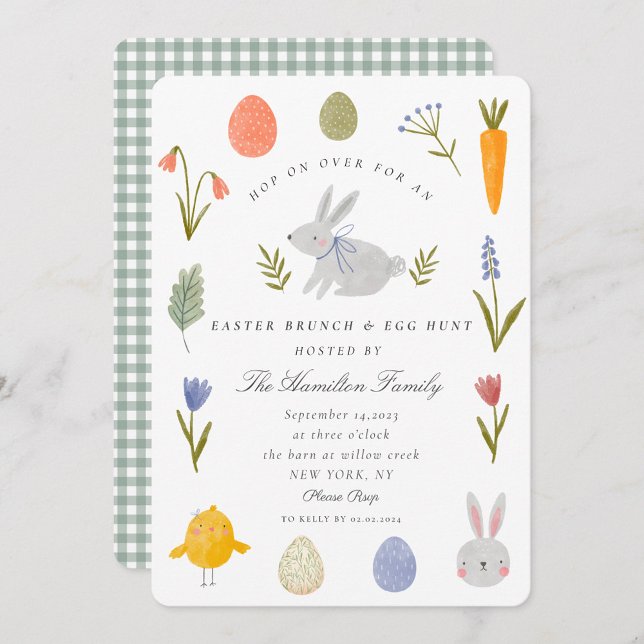 Watercolor Bunny Påsk Brunch & Egg Hunt Inbjudningar (Skapare uppladdad)