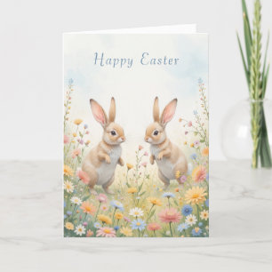 Watercolor Bunny Påsk Cute och Whimsical Helgkort