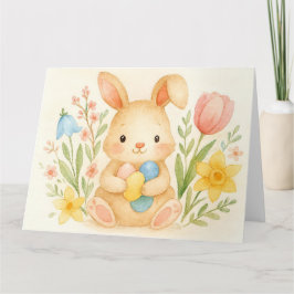 Watercolor Bunny Påsk Kort