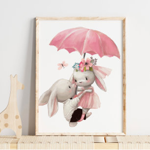 Watercolor Bunny Princess Skriv ut från Bunny Wa Poster