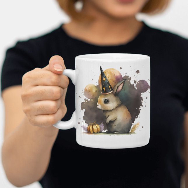 Watercolor Bunny Rabbit Halloween Kaffemugg (Skapare uppladdad)