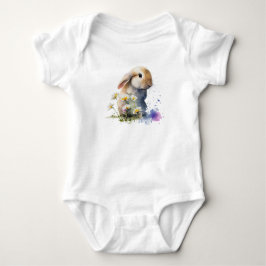 Watercolor Bunny Rabbit i Fält i Flowers T Shirt