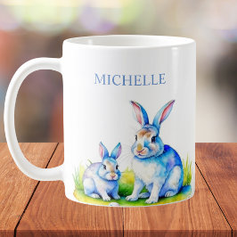 Watercolor Bunny Rabbit Påsk Kaffemugg