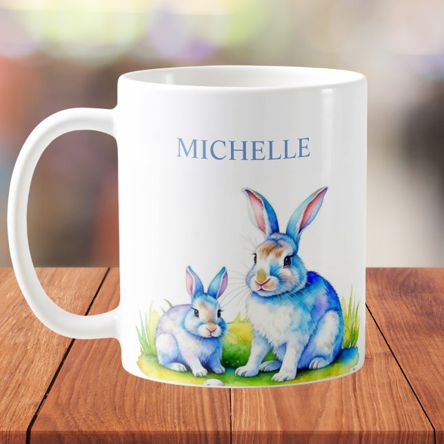 Watercolor Bunny Rabbit Påsk Kaffemugg (Skapare uppladdad)