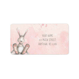 Watercolor Bunny Rabbit returetiketters Adressetikett