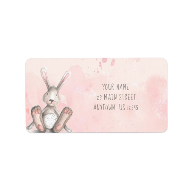 Watercolor Bunny Rabbit returetiketters Adressetikett (Framsidan)