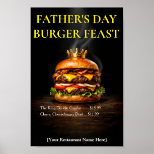 Watercolor Burger King Fars Dag Restaurang  Poster