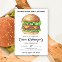 Watercolor Burger Party Birthday