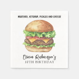 Watercolor Burger Party Birthday Pappersservett