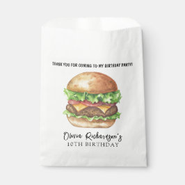 Watercolor Burger Party Birthday Tack