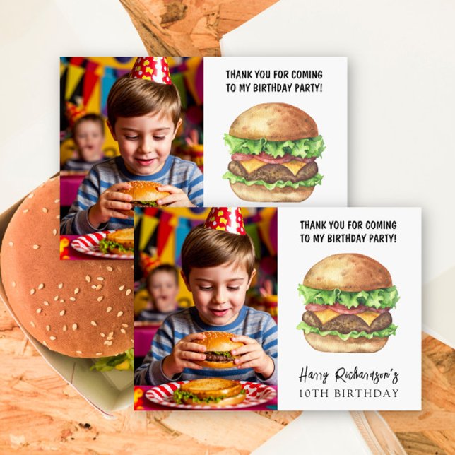 Watercolor Burger Party Birthday Tack (Skapare uppladdad)