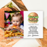 Watercolor Burger Party Birthday Tack Kort<br><div class="desc">Födelsedagsfest. Inbjudan gäster till en födelsedagsfest i stil med vår ostburgare födelsedagsfest inbjudan. Vattenfärghamburgare.</div>