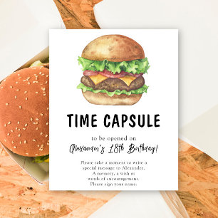 Watercolor Burger Time Capsule 1-årsdag Poster