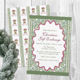 Watercolor Burgundy Amaryllis jul Party Inbjudningar