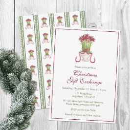Watercolor Burgundy Amaryllis jul Party Inbjudningar