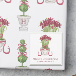 Watercolor Burgundy Amaryllis julgåva Anteckningskort