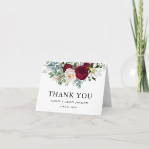 Watercolor Burgundy Blommigt Greenery Bröllop B No Tack Kort