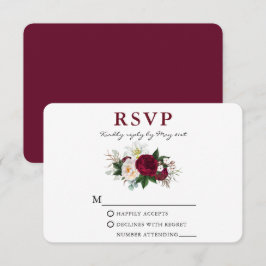 Watercolor Burgundy Blommigt Greenery Rd OSA Kort
