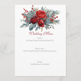 Watercolor Burgundy & Blush Roses wedding Meny