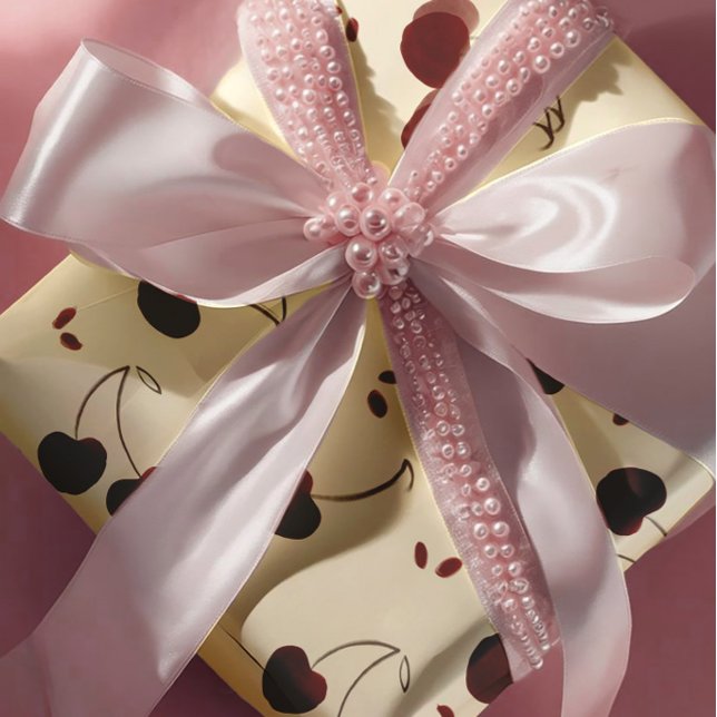 Watercolor Burgundy Cherries – Modern - Valentine Presentpapper (Skapare uppladdad)