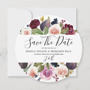 Watercolor Burgundy Floral Fig Wedding Spara Datumet