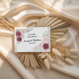 Watercolor Burgundy Ro Bröllop - tackkort