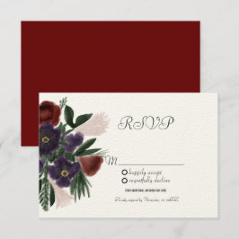 Watercolor Burgundy Vintage Botany Kraft OSA Inbjudningar