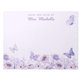 Watercolor Butterflies Wildblommor Garden Lilac Anteckningsblock