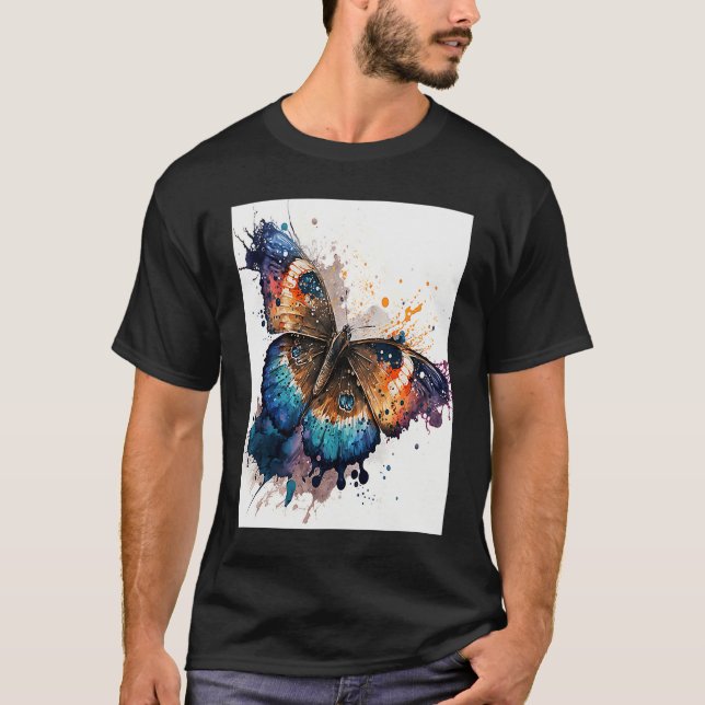 Watercolor Butterfly Beautiful Colorful T Shirt (Framsida)