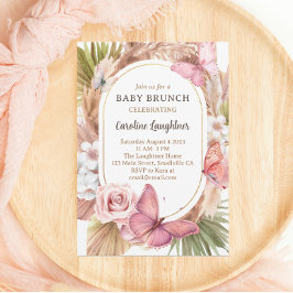 Watercolor Butterfly Blommigt Garden Baby Brunch Inbjudningar