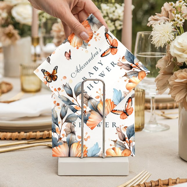 Watercolor Butterfly Bloom Baby Shower Pappersservett (Skapare uppladdad)