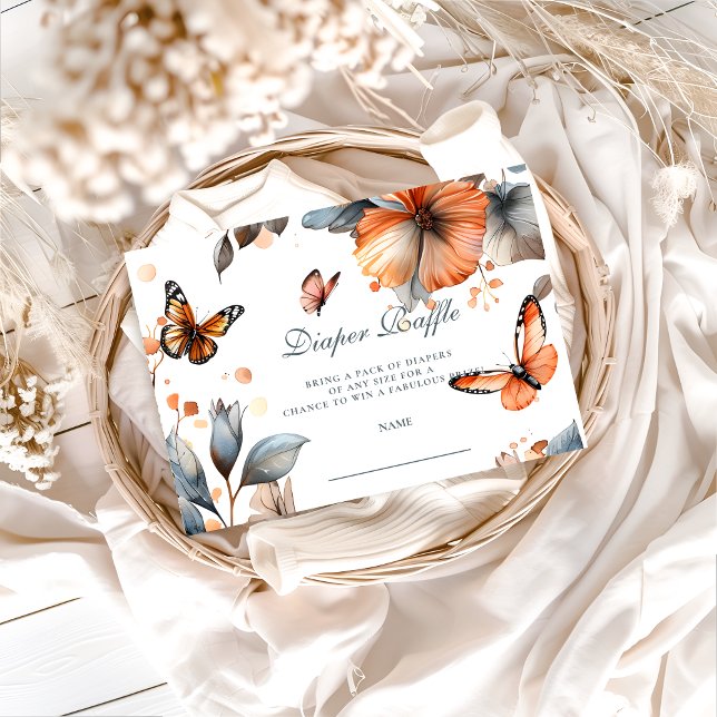 Watercolor Butterfly Bloom Diapper Raffle Tilläggskort (Skapare uppladdad)