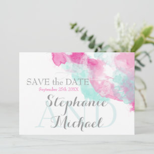 Watercolor Butterfly Cranberry Mint SavetheDate Spara Datumet