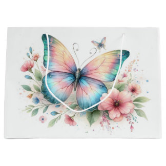 Watercolor Butterfly Floral Gift Bag