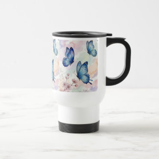Watercolor Butterfly Mug | Soft Blue Floral Art Resemugg