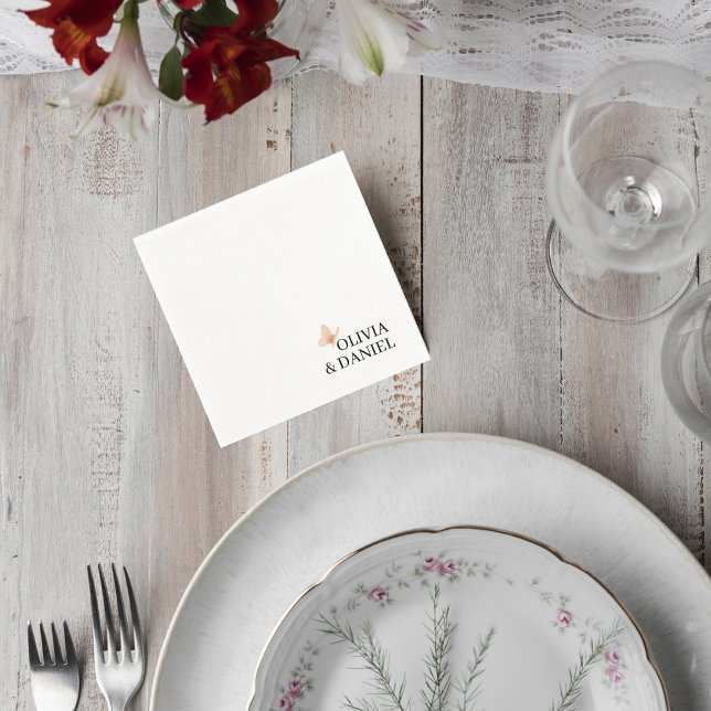 Watercolor Butterfly Wedding Cocktail Napkin Pappersservett (Skapare uppladdad)