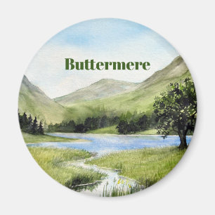 Watercolor Buttermere Sjö District, England Magnet