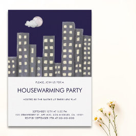 Watercolor Byggnad Houseuppvärmning Party Inbjudningar