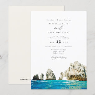 Watercolor Cabo Mexico Skyline Wedding bjudande Inbjudningar